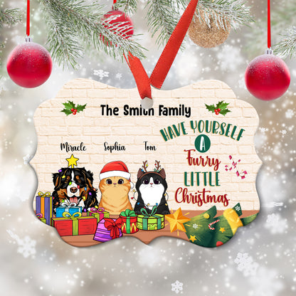 Have Yourself A Furry Little Christmas - Gift For Dog Lover, Gift For Cat Lover - Personalized Wooden Ornament, Aluminum Ornament