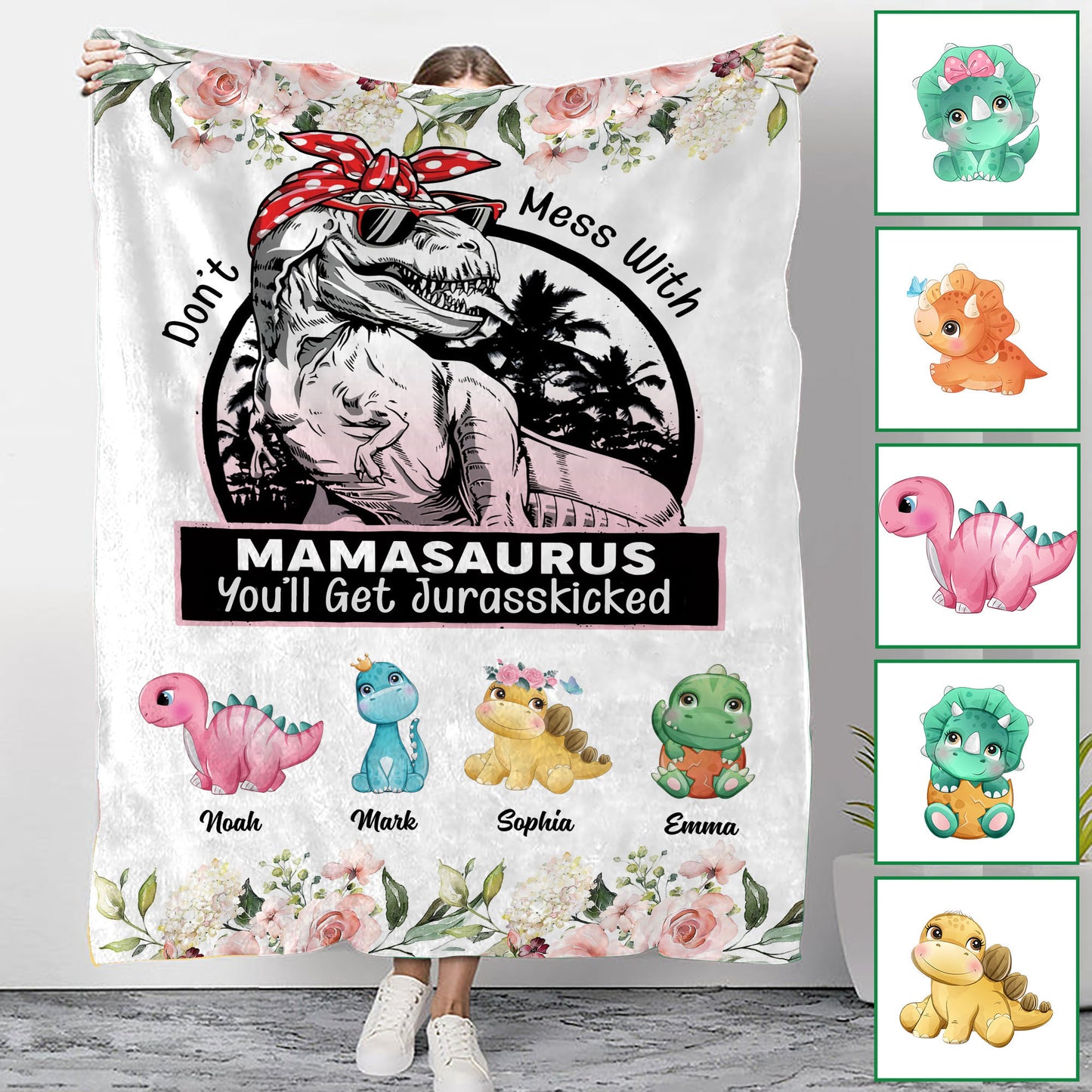 Don't Mess With Mamasaurus - Personalisierte Decke - Bestes Geschenk für Mama