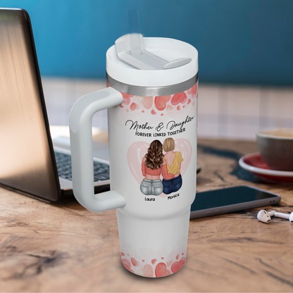 Mom And Daughter Forever Linked Together - Gift For Mom, Gift For Her - Personalized Custom Tumbler