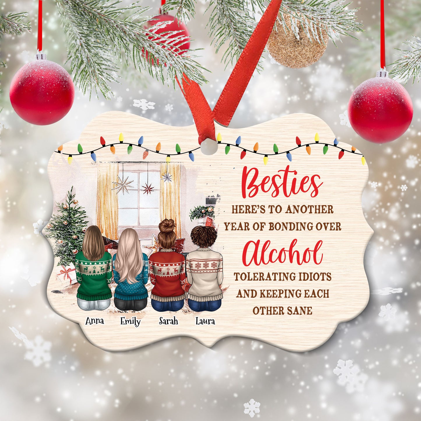 Bestie Keeping Each Other Sane - Bestie BFF Christmas Gift - Personalized Benelux Ornament