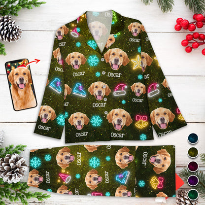 Custom Face Funny Light Up Christmas Pajamas Set - Personalized Photo Christmas Pajamas