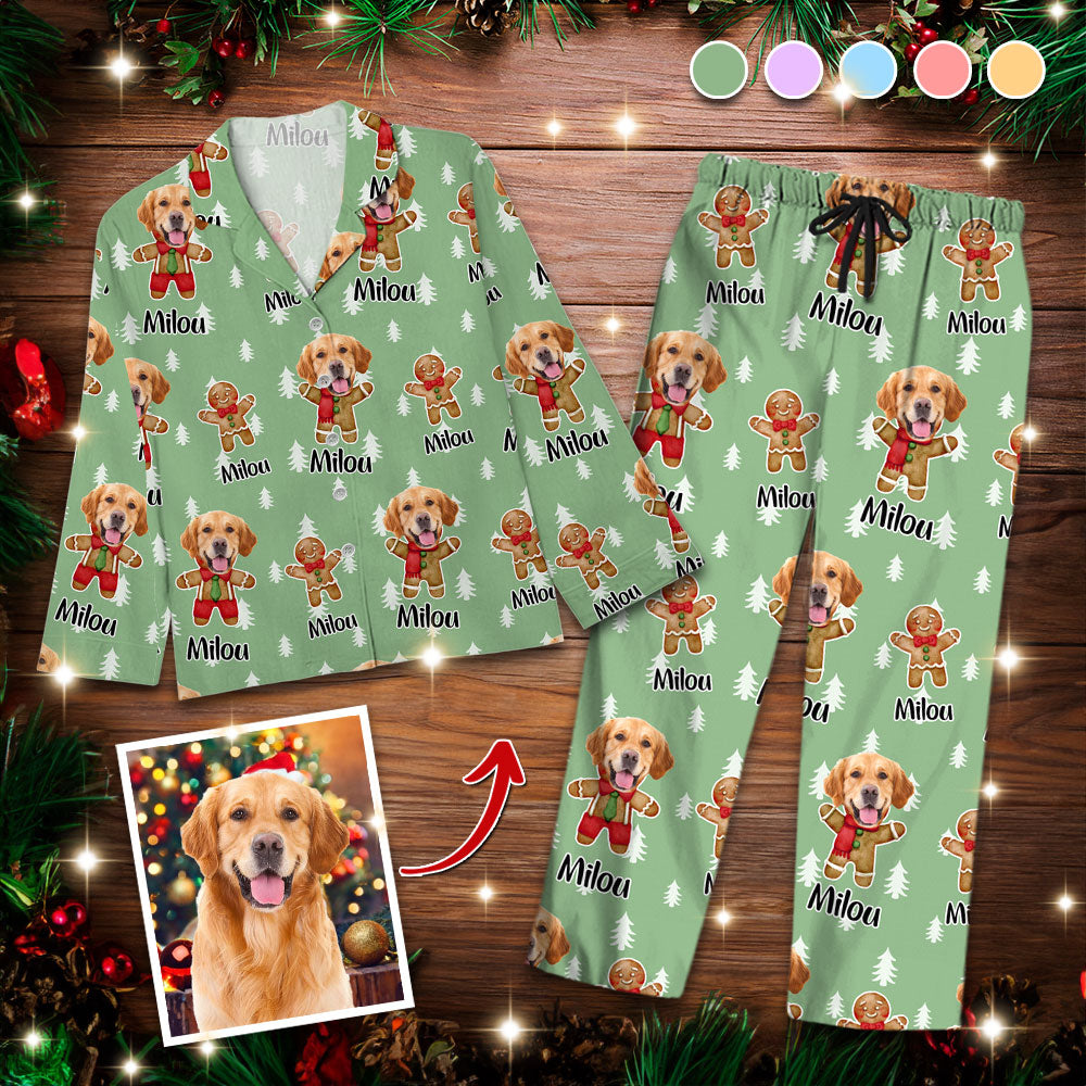 Set Pyjama Pain D'épices - Pyjama de Noël - Pyjama de Noël Personnalisé avec Photo