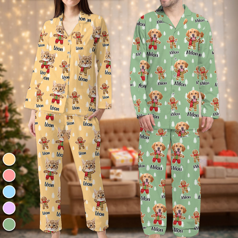 Set Pyjama Pain D'épices - Pyjama de Noël - Pyjama de Noël Personnalisé avec Photo