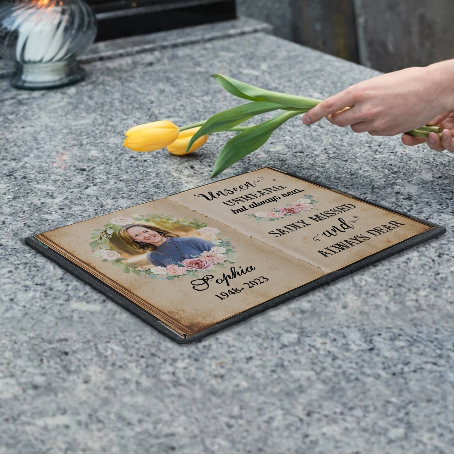 Personalized Memorial Garden Stone - Remembrance Stone for Memorial Garden - Unseen, Unheard, but always near Sadly Missed and Always Dear