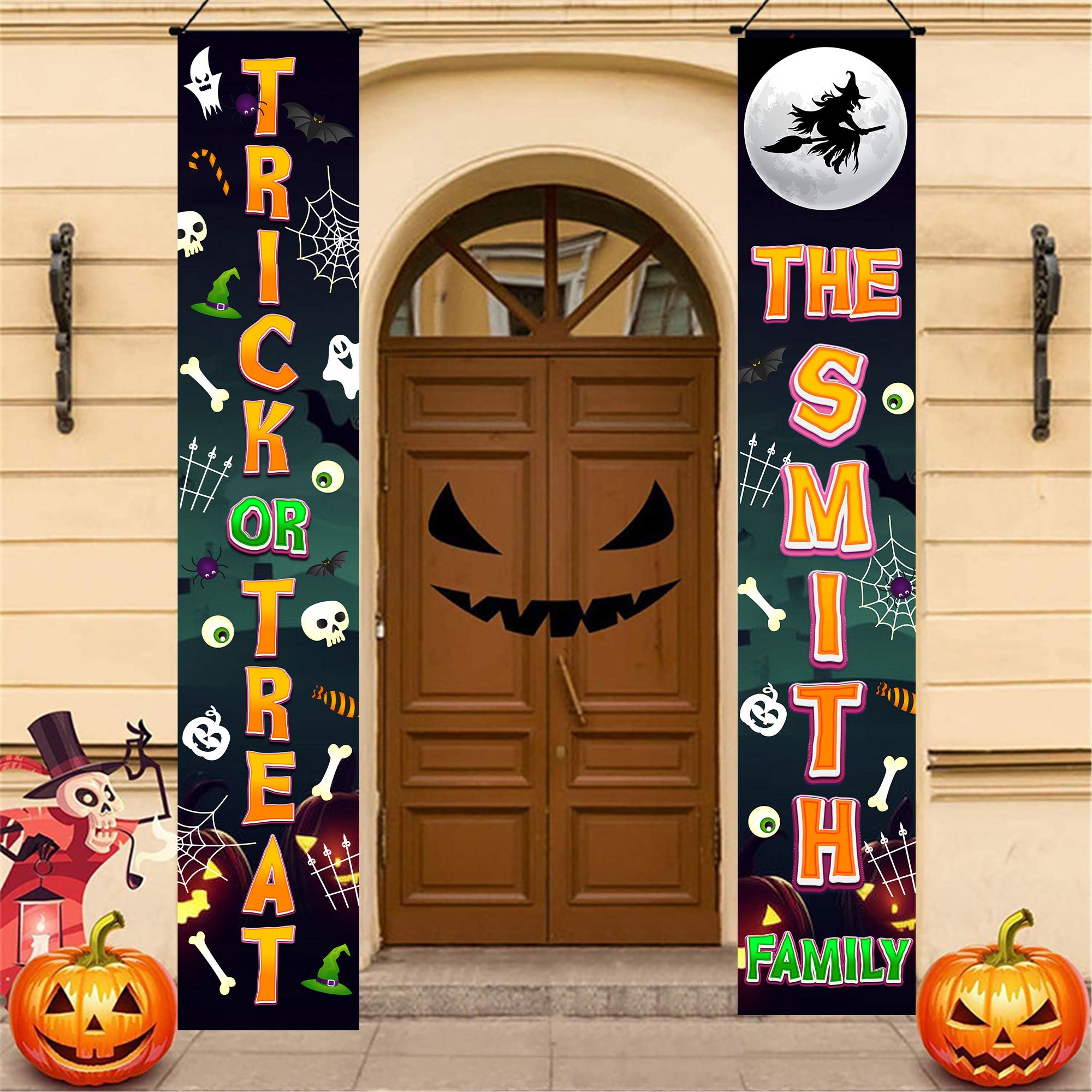 Halloween Outdoor Decor - Trick or Treat Banner for Halloween - Door Banner for the Porch, to Hang on the Garage Door