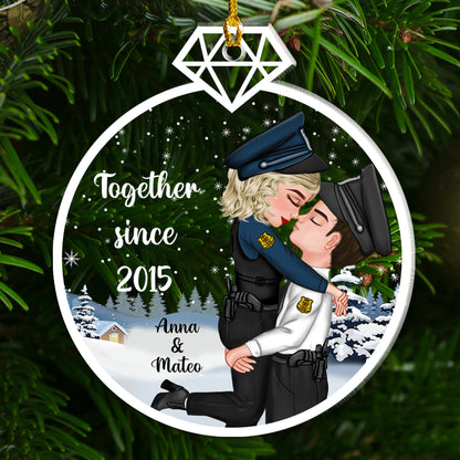 Our First Christmas Together Christmas Custom Gifts For Husband And Wife Uniform - Personalized Custom Shape Acrylic Ornament