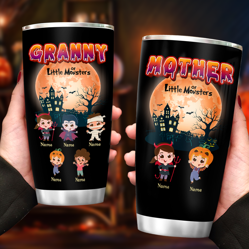 Grandma Monster Tumbler 20oz - Personalized Halloween Gift - Personalized Custom Tumbler