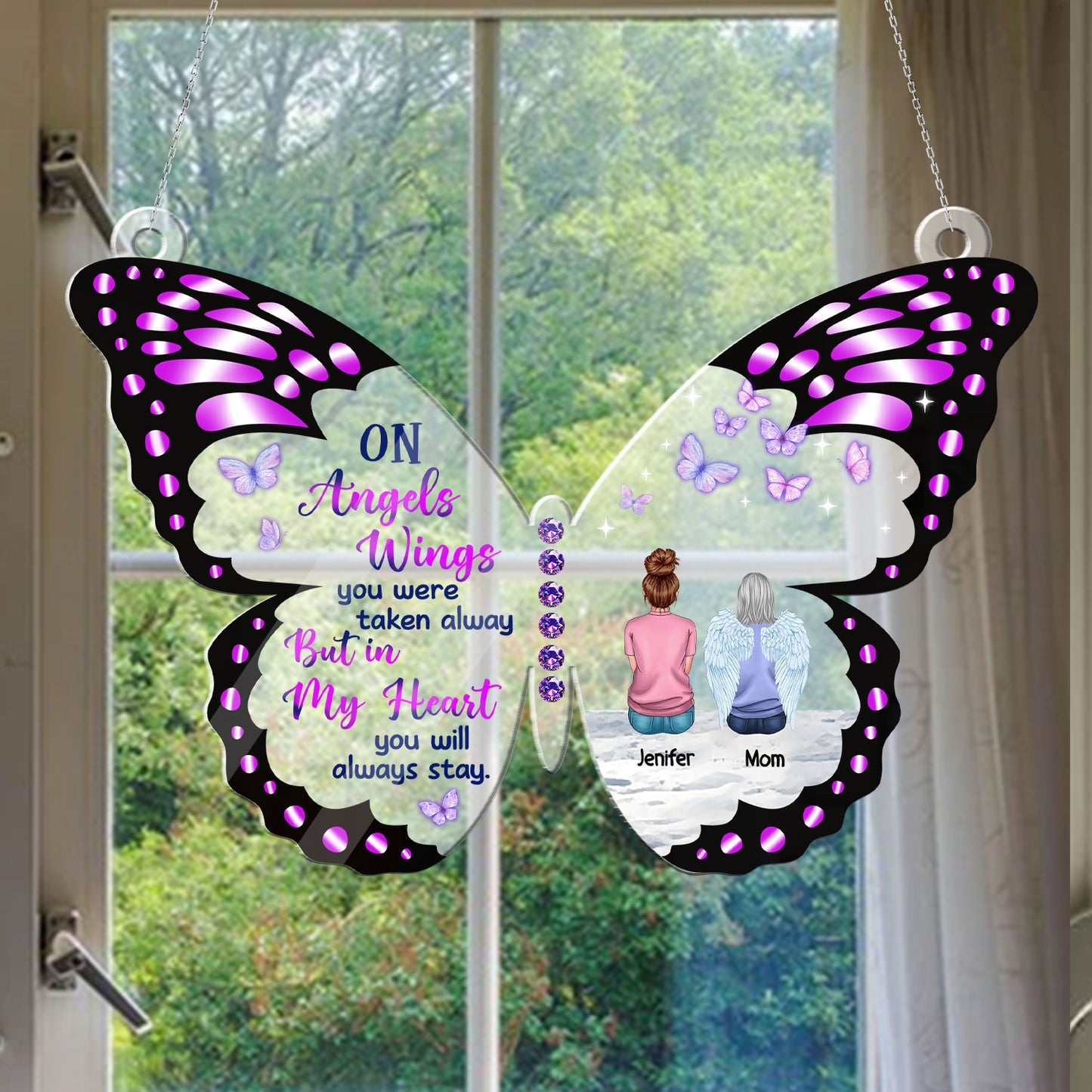 You Will Always Stay In My Heart Haning Door - Memorial Hanging Door Acrylic - Personalized Custom Shape Window Hanging Acrylic