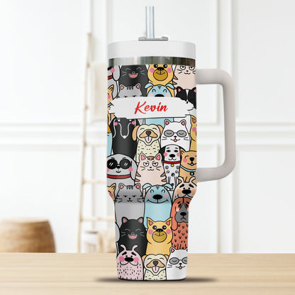 Dog and Cat Funny Pattern - Gift For Couple, Gift For Him, Gift For Her - Personalized Custom Tumbler