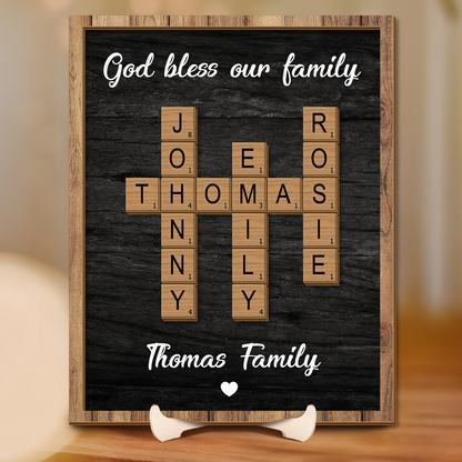 Personalized Family Name Sign, Crossword Scrabble Wooden Sign - Personalized Gift For Family