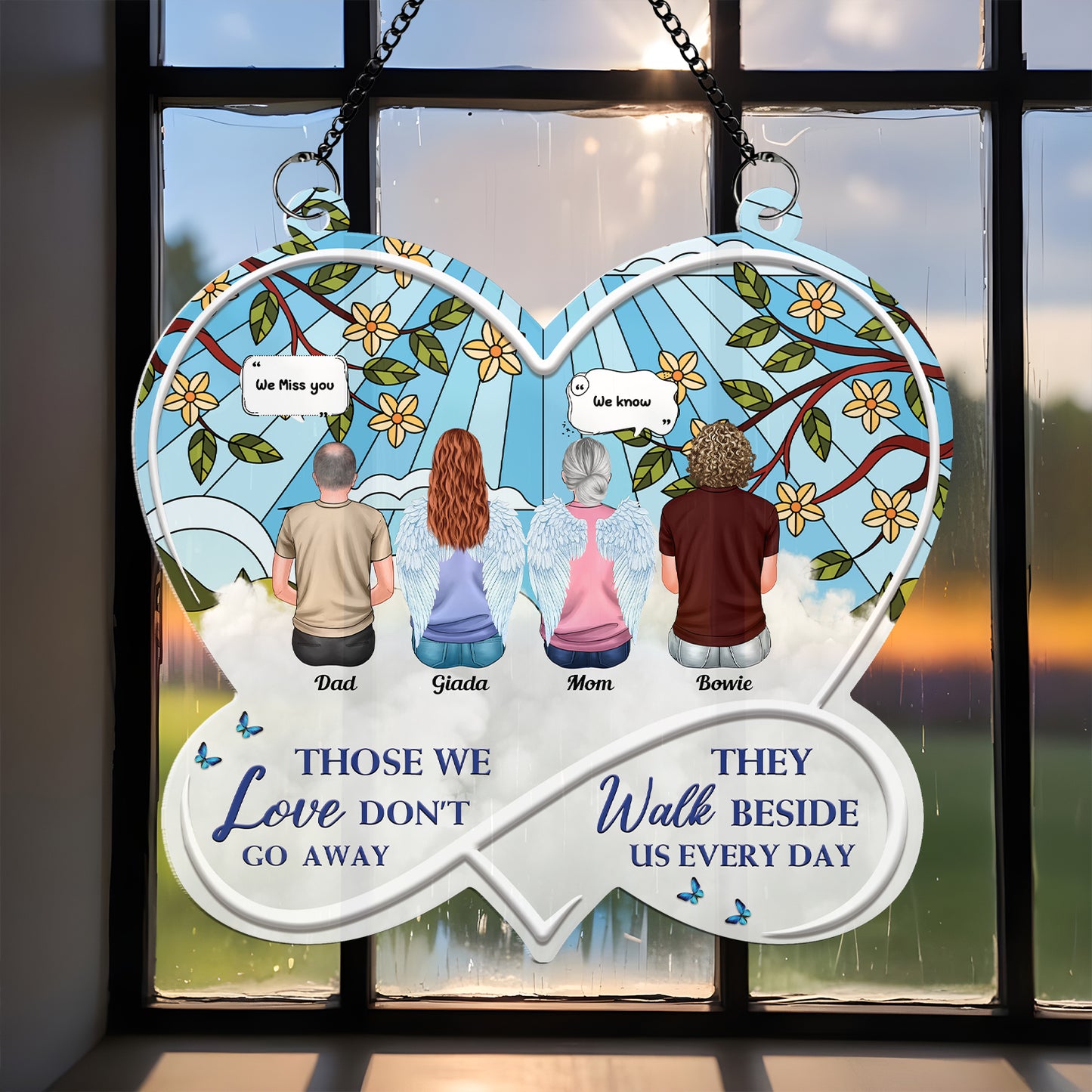 They Walk Beside Us Every Day Memorial Hanging Acrylic - Memorial Hanging Door Acrylic - Personalized Custom Shape Window Hanging Acrylic