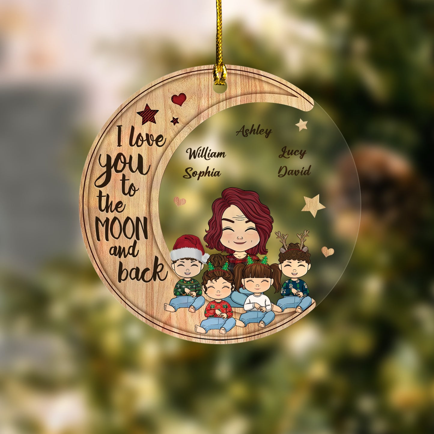 I Love You To The Moon And Back - Christmas Gift For Grandma - Personalized Circle Acrylic Ornament