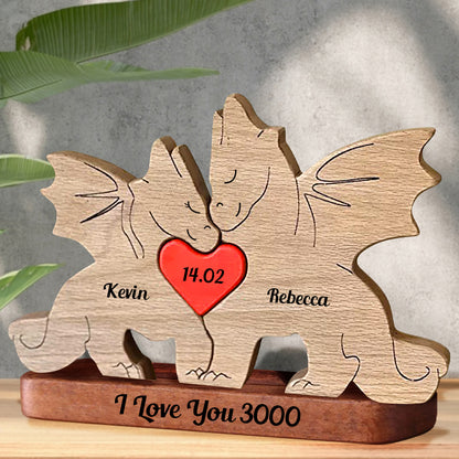 DIY Empty Carvings Dragon Anniversary Gifts Wooden Bears Couple - Non Custom Puzzle Wooden Bears Family