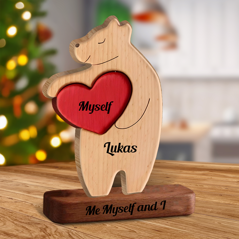 Only Wooden Bears Family, Bear Shaped Wood Puzzle with Custom Name - Gift for Mother's Day, Thanksgiving, Christmas