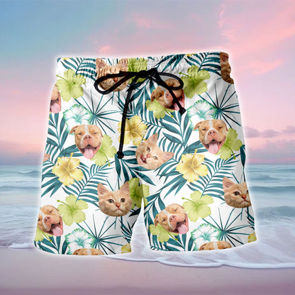 Benutzerdefinierte Hawaii-Shorts mit Gesicht für Party - Hawaii-Shorts für Hunde - Personalisiertes Hawaiihemd - Shorts zum Vatertag 