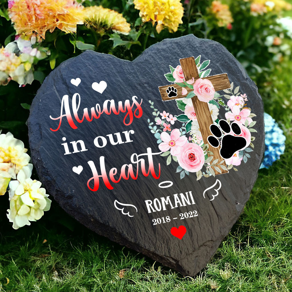 Personalized Pet Memorial Garden Stone - Personalized Pet Sympathy Gift - Gifts for Pet Memorial - Always in our Heart Memorial Garden Stone