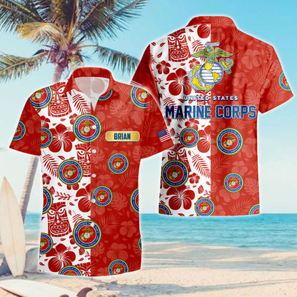 Customized Name Veteran Hawaiian Beach Shirt - US Veteran American Shirt, Veteran Gift - Tropical Hawaiian Shirt - Personalized Veteran Hawaii Shirt - Gift For Patriot