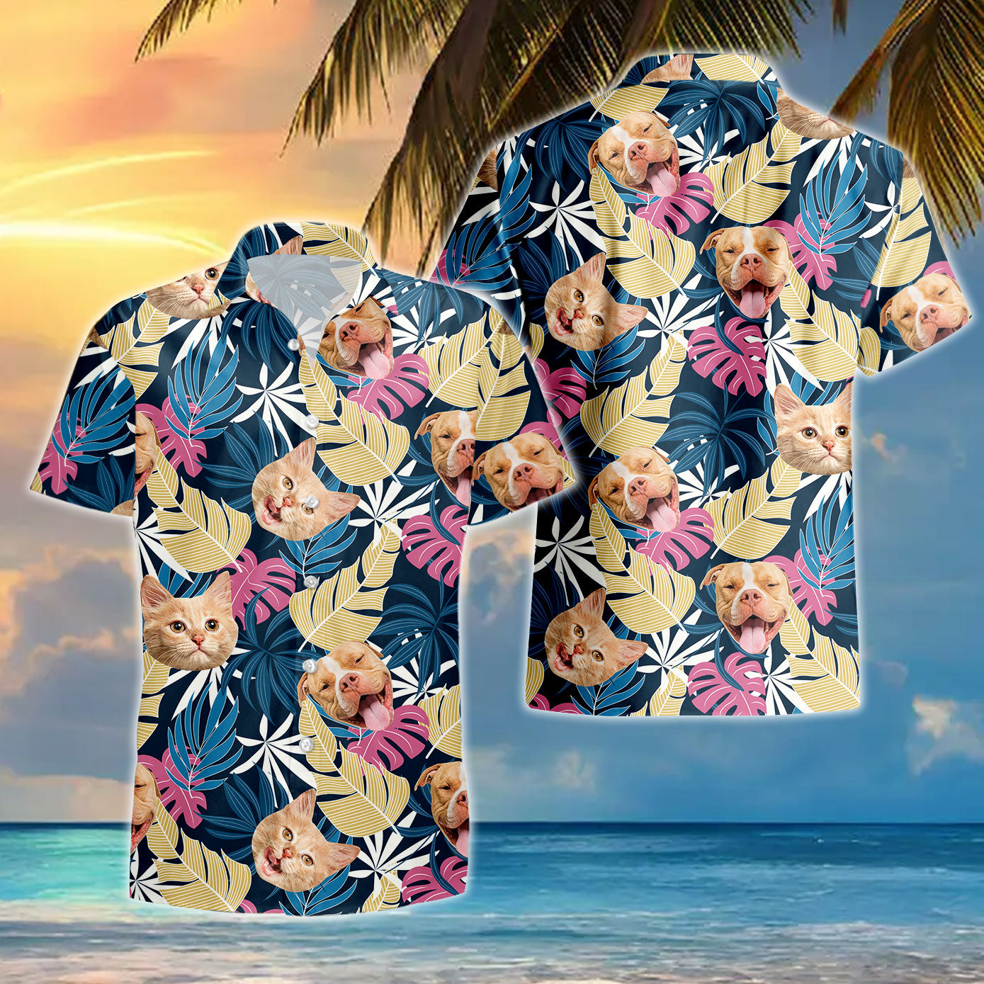 Benutzerdefinierte Hawaiian Shirt mit Gesicht für Party - Hund Hawaiian Shirt - personalisierte Hawaiian Shirt - Vatertag Shirt 