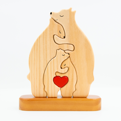 Personalized Wooden Bears Family, Bear Shaped Wood Puzzle with Custom Name- Gift for Mother's Day, Thanksgiving, Christmas