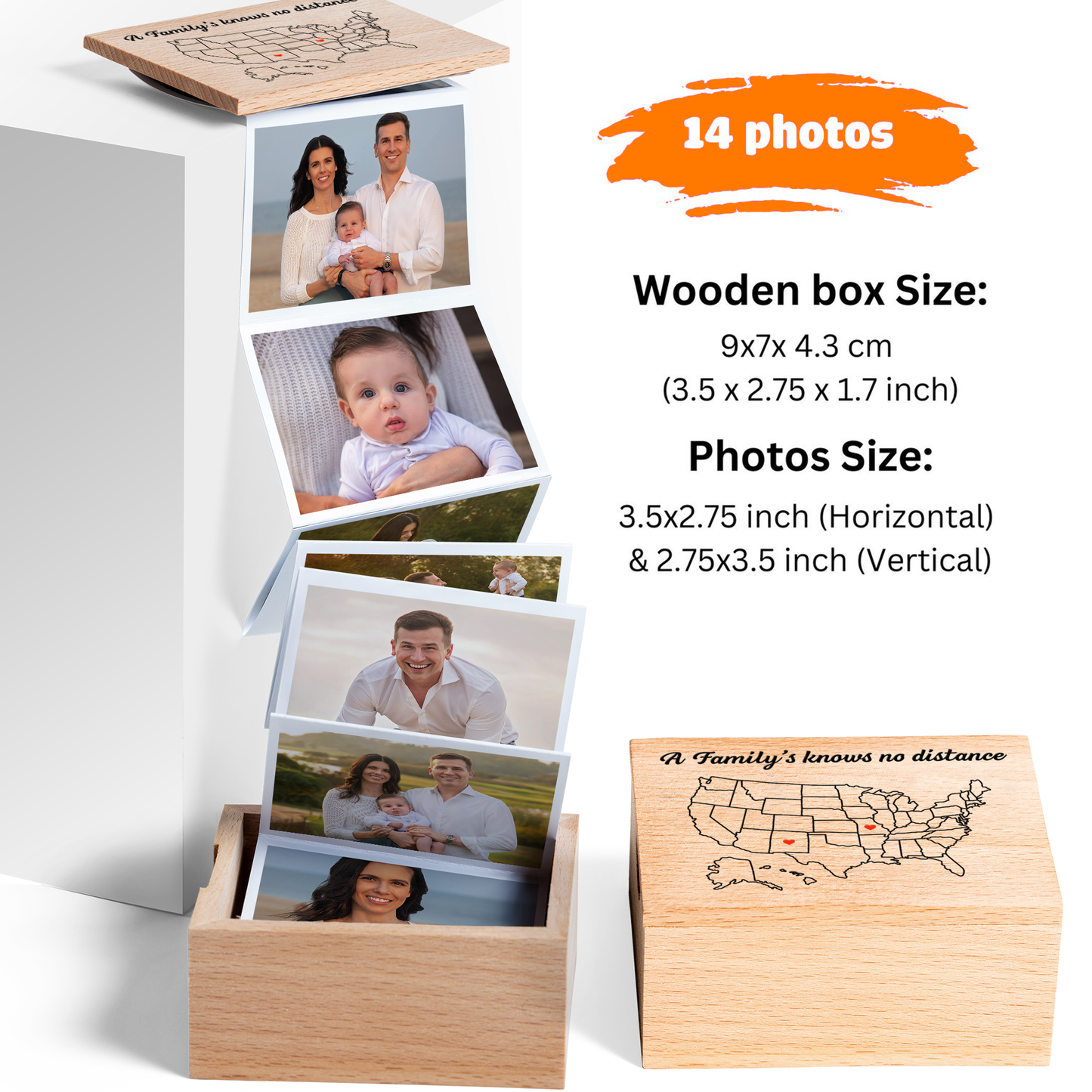 Personalisierte Karte Herausziehbare Foto-Erinnerungsbox - Fotoalbum - Erinnerungsbox, personalisierter Fotorahmen aus Holz - Holzbox