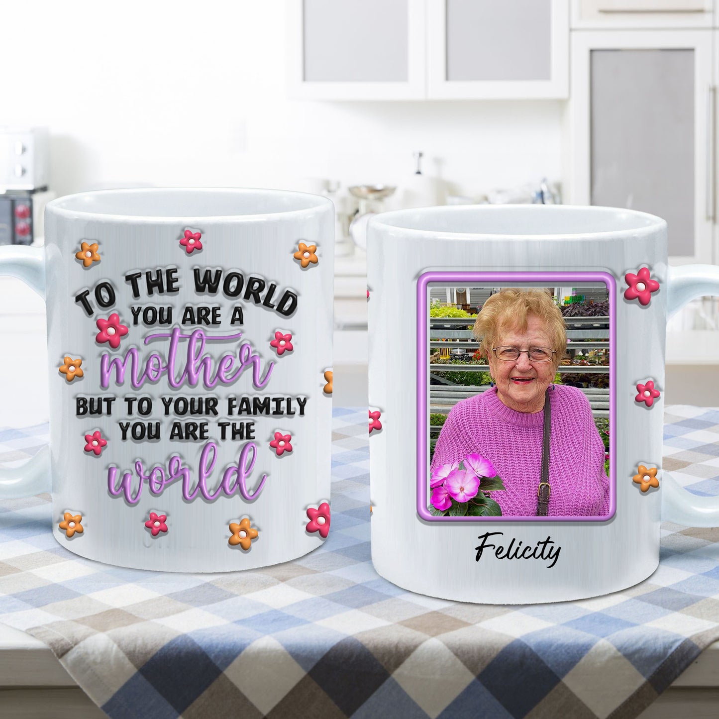 An deine Familie: „Du bist die Welt. Ich liebe dich, Mama“ – Geschenk für sie – personalisierte Tasse