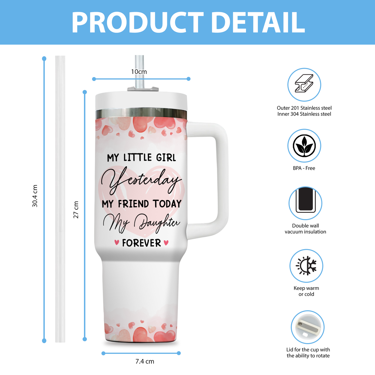 Mom And Daughter Forever Linked Together - Gift For Mom, Gift For Her - Personalized Custom Tumbler