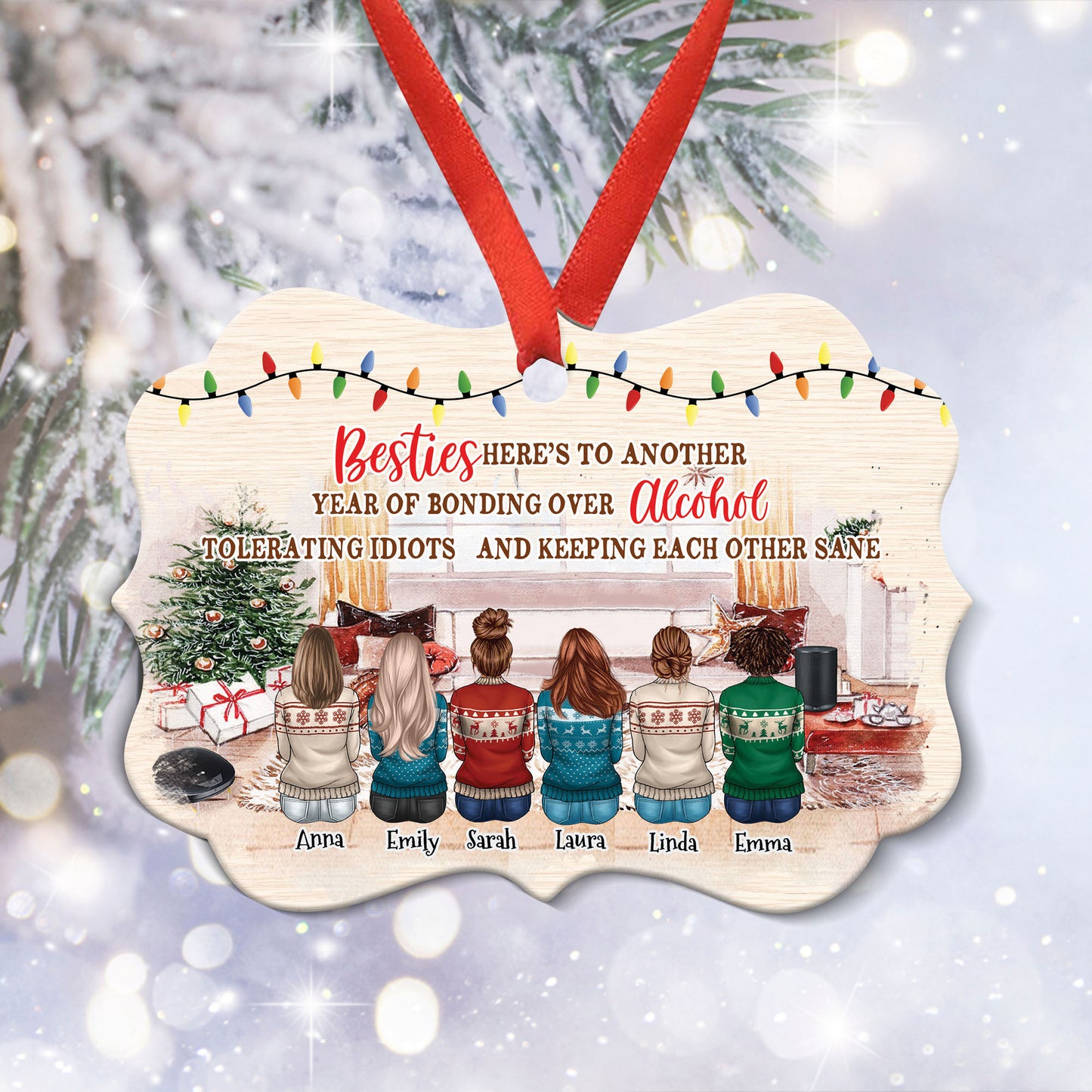 Bestie Keeping Each Other Sane - Bestie BFF Christmas Gift - Personalized Benelux Ornament