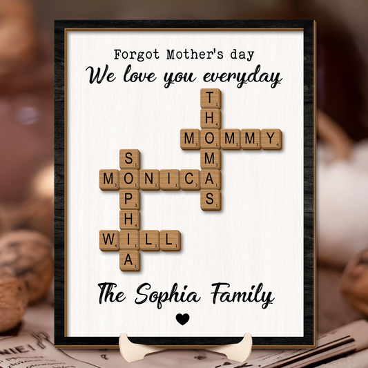 Personalized Family Name Sign, Crossword Scrabble Wooden Sign - Personalized Gift For Family