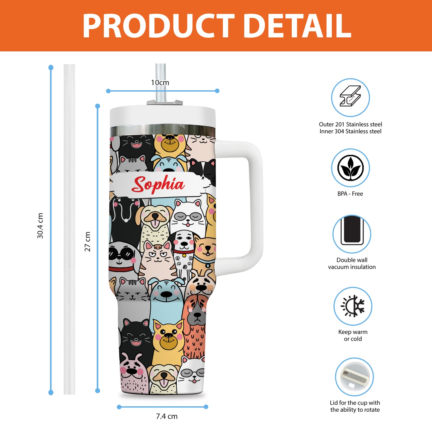 Dog and Cat Funny Pattern - Gift For Couple, Gift For Him, Gift For Her - Personalized Custom Tumbler