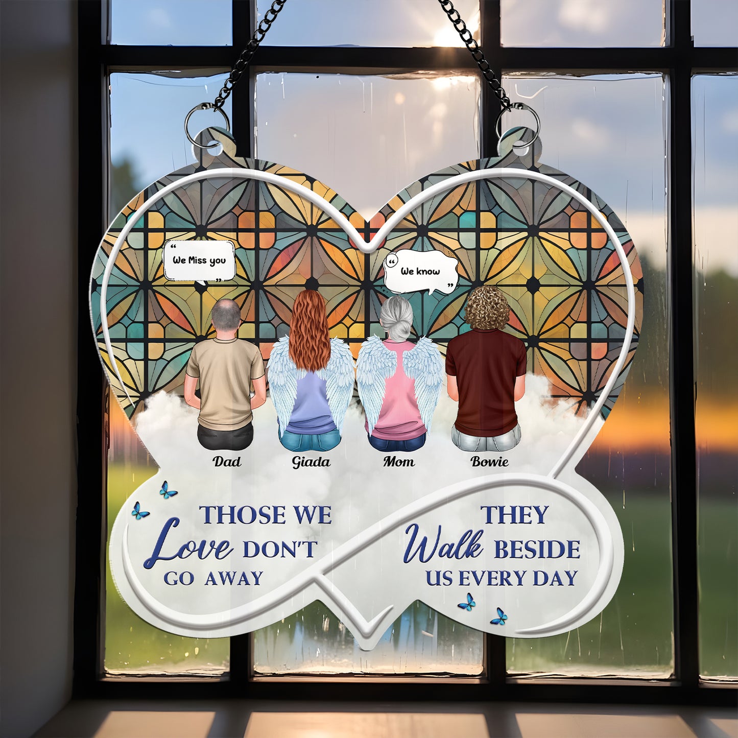 They Walk Beside Us Every Day Memorial Hanging Acrylic - Memorial Hanging Door Acrylic - Personalized Custom Shape Window Hanging Acrylic