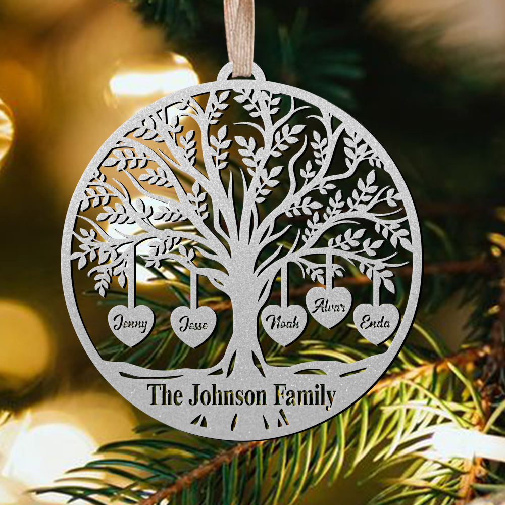 Custom Family Name Metal Ornaments - Custom Christmas Tree Ornaments - Stainless Steel Ornament