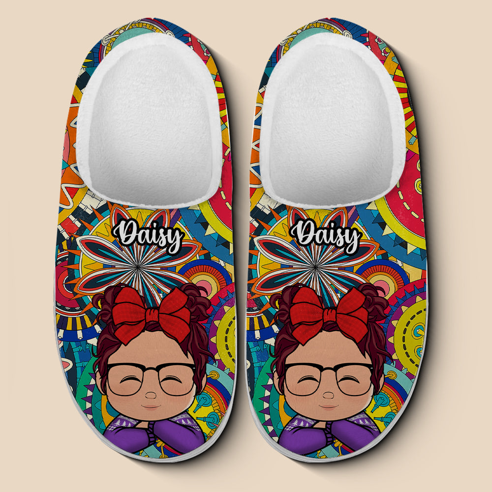 Floral Family Team Colors Slippers - All-Over Print Women's Plush Slippers - Plush Slippers