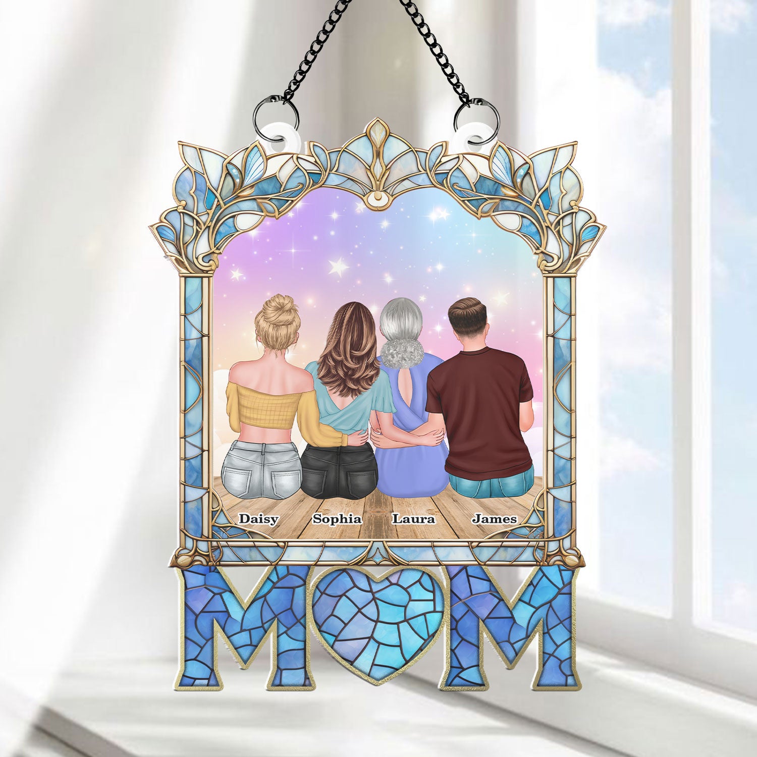 Mom I Love You Hanging Acrylic - Hanging Door Acrylic - Personalized Custom Shape Window Hanging Acrylic