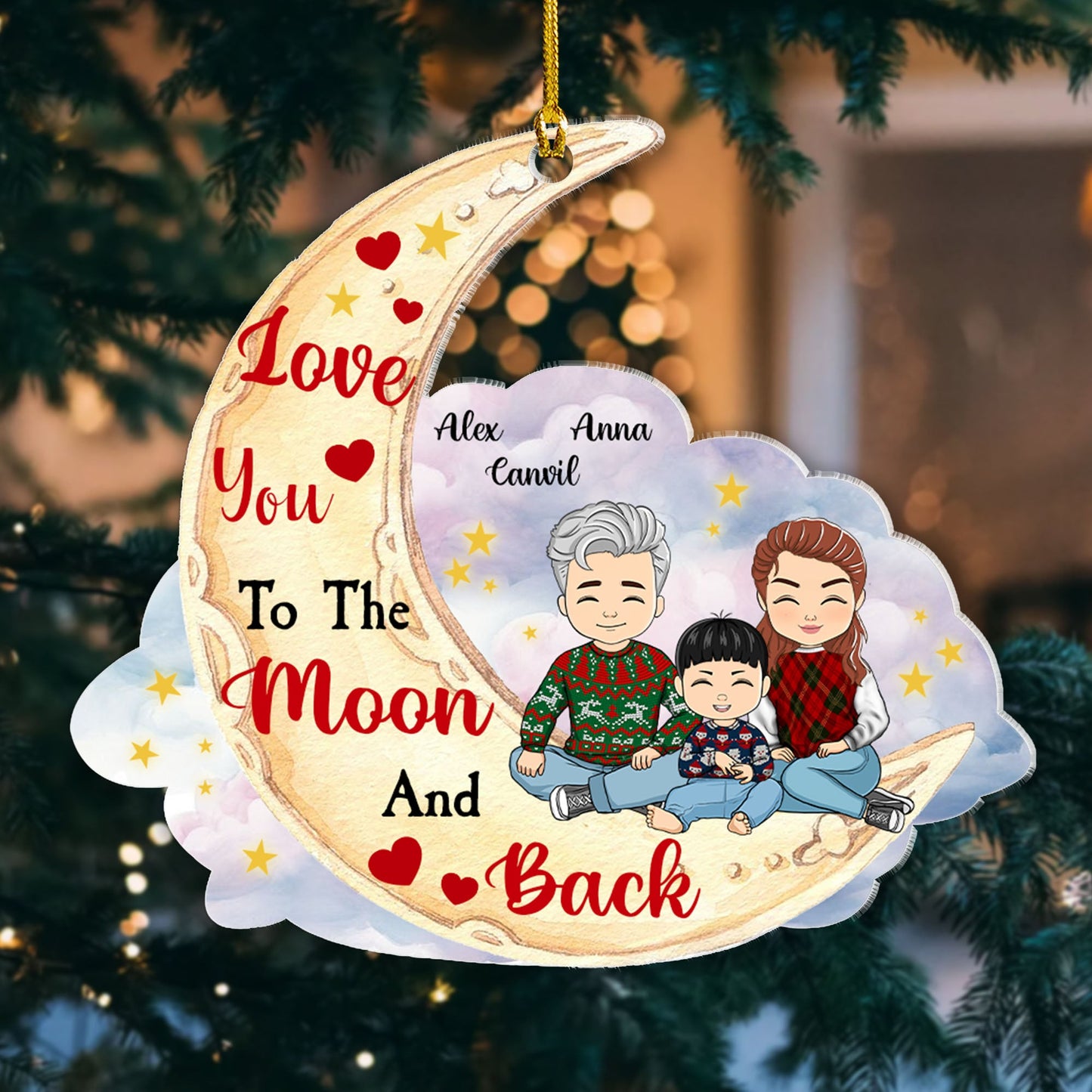 Love You To The Moon And Back - Personalized Custom Shape Acrylic Ornament