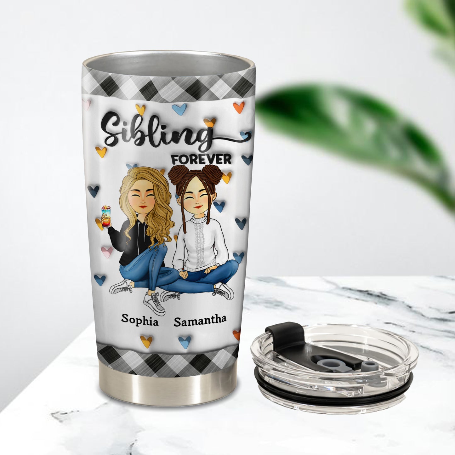 Sister Forever – Personalisierter, individueller 3D-Aufblaseffekt – Personalisierter, individueller 20-oz-Becher