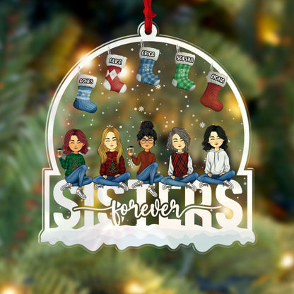 Family Stocking Snowball Together Forever - Personalized Custom Shape Acrylic Ornament