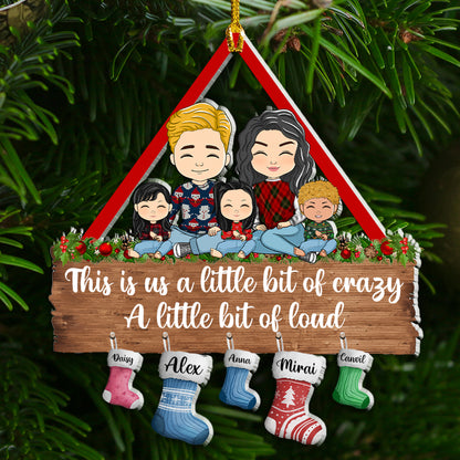 Family Together With Stock Hanging Christmas - Personalized Custom Shape Acrylic Ornament