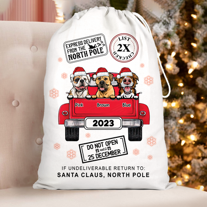 Express Delivery From The North Pole Christmas Bag - Personalized Custom Christmas Sack