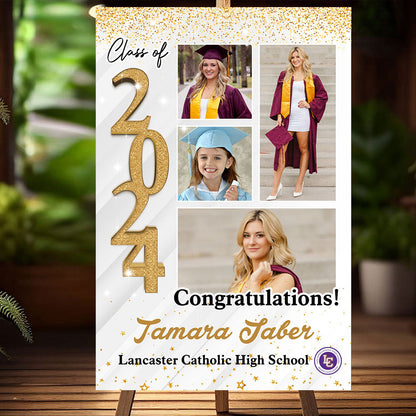 Custom Graduation Party Welcome Sign - Class Of 2024 - Custom Photo Grad Party Sign - Personalized Graduation Decoration