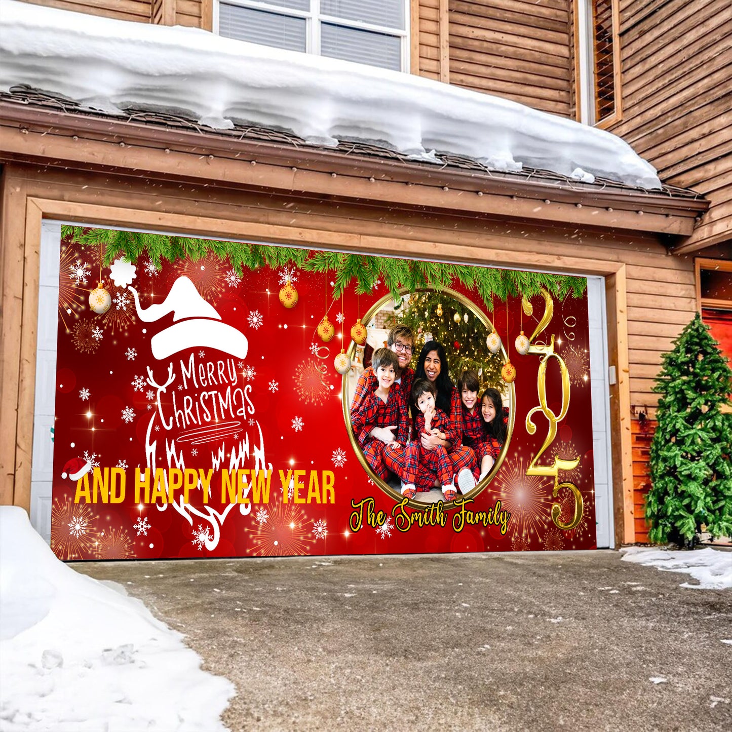 Merry Christmas and Happy New Year Garage Banner - Christmas Single Garage - Garage Door Garage Decorations