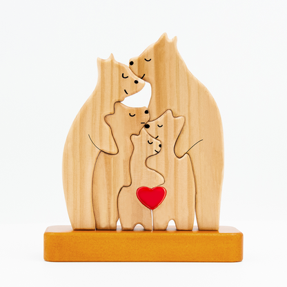 Personalized Wooden Bears Family, Bear Shaped Wood Puzzle with Custom Name- Gift for Mother's Day, Thanksgiving, Christmas