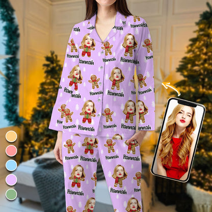 Set Pyjama Pain D'épices - Pyjama de Noël - Pyjama de Noël Personnalisé avec Photo