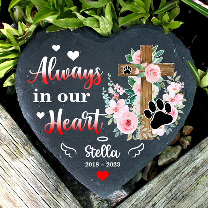 Personalized Pet Memorial Garden Stone - Personalized Pet Sympathy Gift - Gifts for Pet Memorial - Always in our Heart Memorial Garden Stone