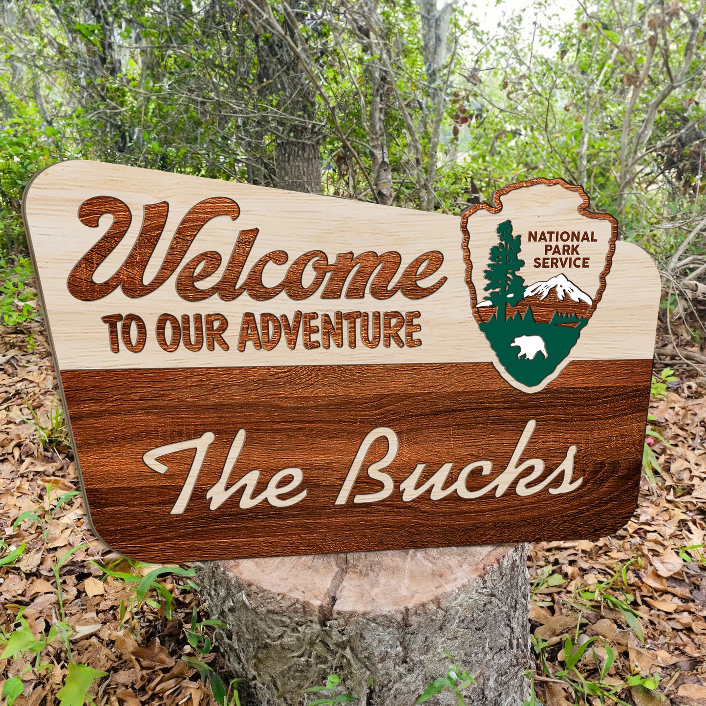 Custom National Park Sign, National Park Service Welcome Sign, Camp Wedding, Hiker Gift, Nature Lover, Anniversary, Welcome to Our Adventure Sign