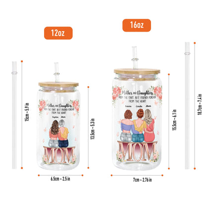 Mother and Daughter Glass Bottle/Frosted Bottle With Lid & Straw - Personalized Glass Bottle