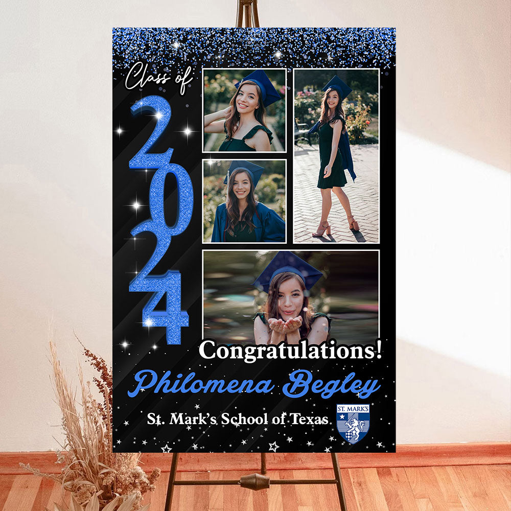 Custom Graduation Party Welcome Sign - Class Of 2024 - Custom Photo Grad Party Sign - Personalized Graduation Decoration