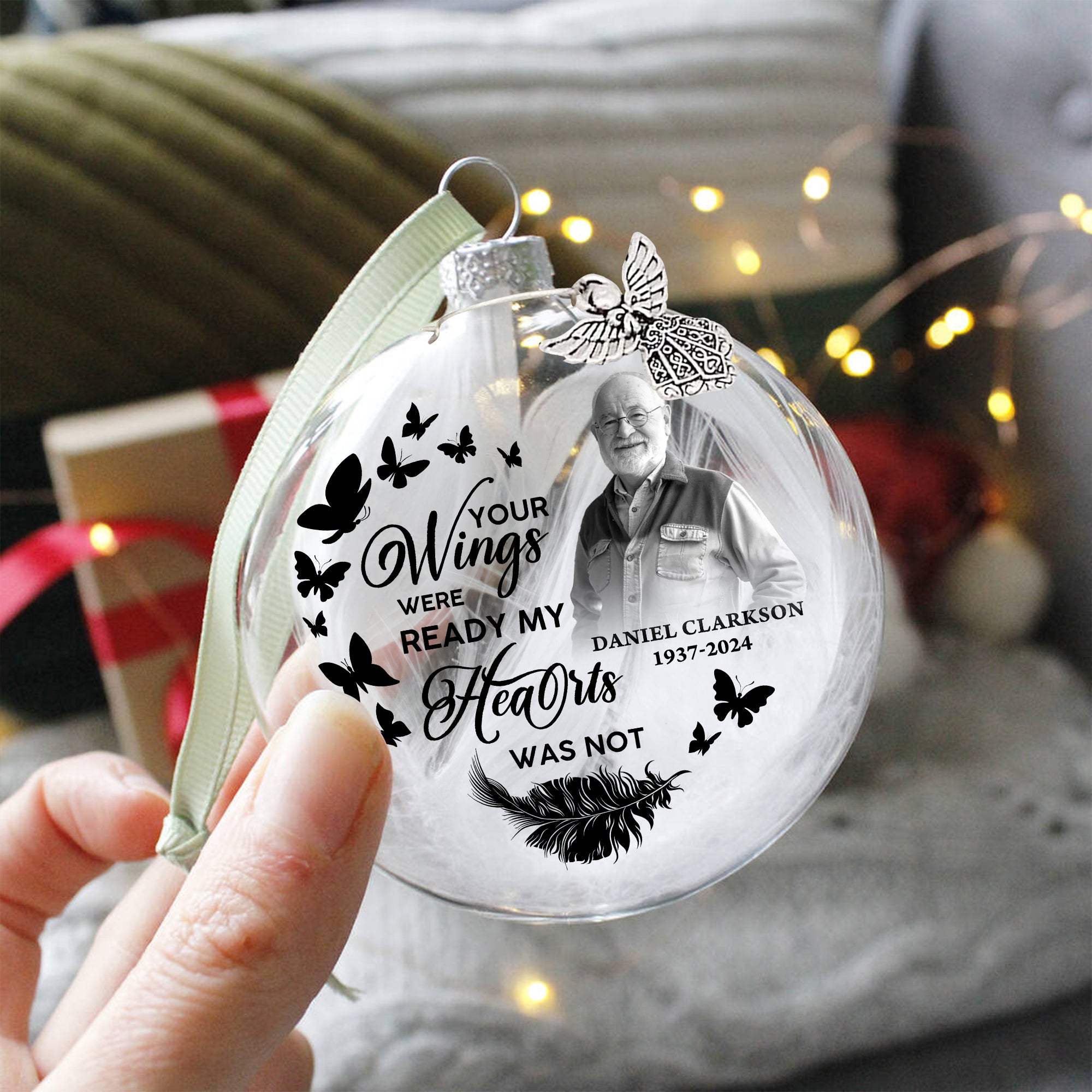 Angel In Heaven Memorial Ornament - Christmas Ornament Feather Ball - Memorial Fashionable Christmas Ornament