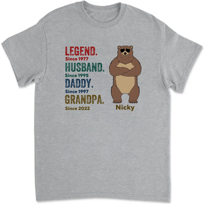 Legendärer Ehemann Papa Bär Shirt - Geschenke für Ihn - Personalisiertes T-Shirt