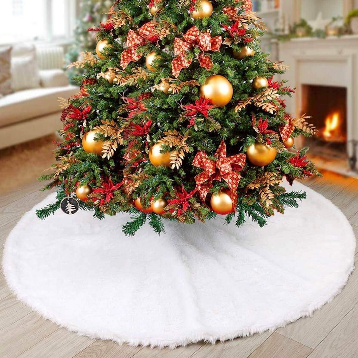 Christmas Tree Skirt, 48 Inch Whit...