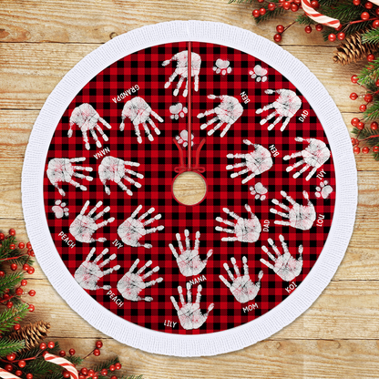 Christmas Tree Skirt - Personalized Christmas As A Family Handprints - Christmas Tree Cover 2024